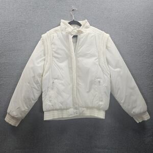 Vintage aprés Sport White Puffer Ski Jacket Removable Sleeves Women's Medium